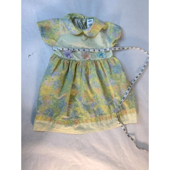 Vintage 2002 Dress Peter Pan Collar Floral Pastel 100% Cotton - Girls Size 5 - Picture 5 of 9